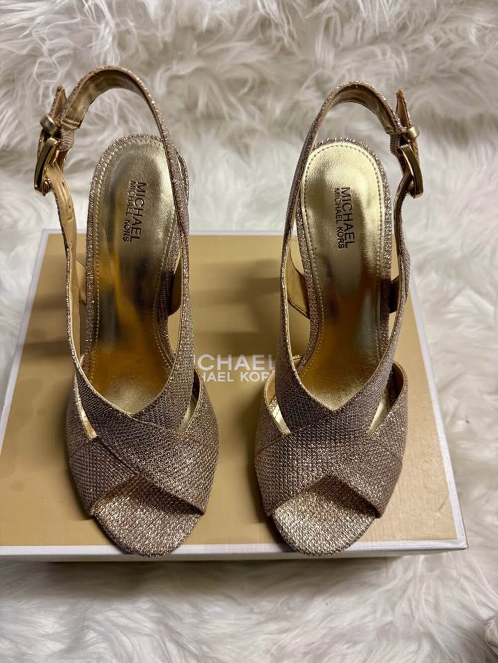 GORGEOUS Michael Kors Becky Glitter Sandal Special Occasion shoes heels - Size 7